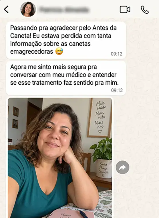 Mensagem de leitora do guia, número 1