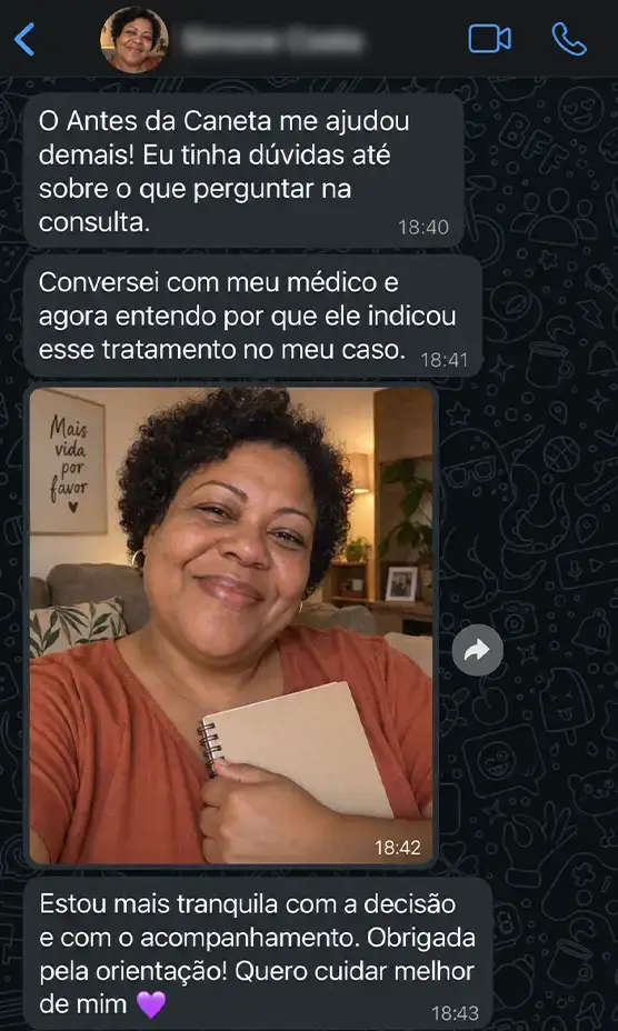 Mensagem de leitora do guia, número 2